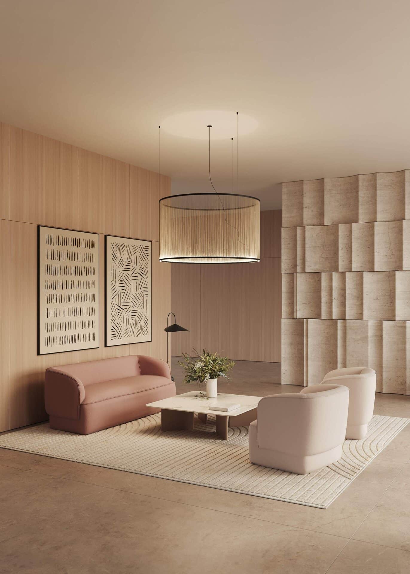 BRUNO - caramel sofa & 2 white armchairs 2026-2